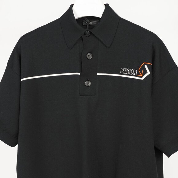 Prada AW/18 Nero Logo Oversized Knit Polo - Picture 3 of 13